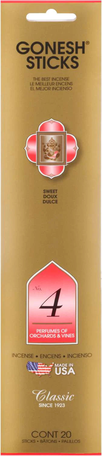 Gonesh Classic Incense Sticks No. 4 – Orchards & Vines Sweet Scent (20 Pack)